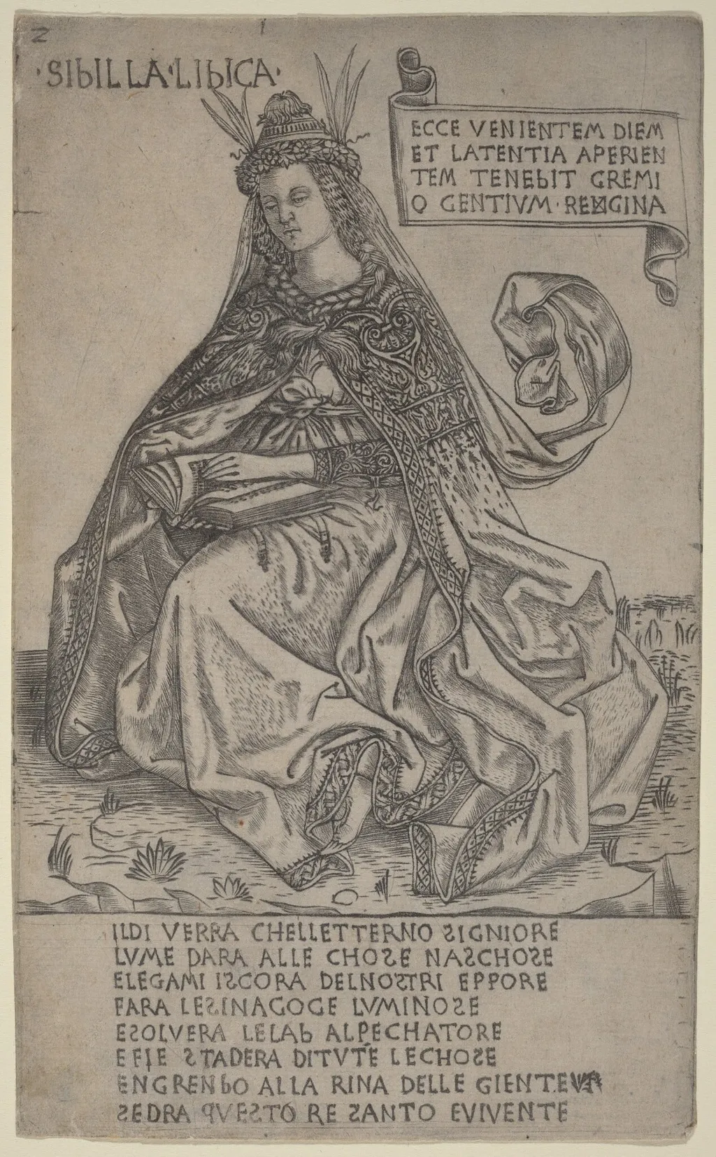 Libyan Sibyl, by Baccio Baldini, ink, 1475