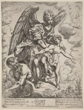 Guardian Angel, by Girolamo Imperiale I, ink, 1622