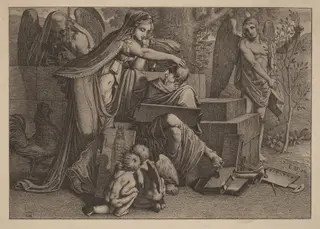 Young Man Inspired by Genius, by Carl Russ, ink, 1810