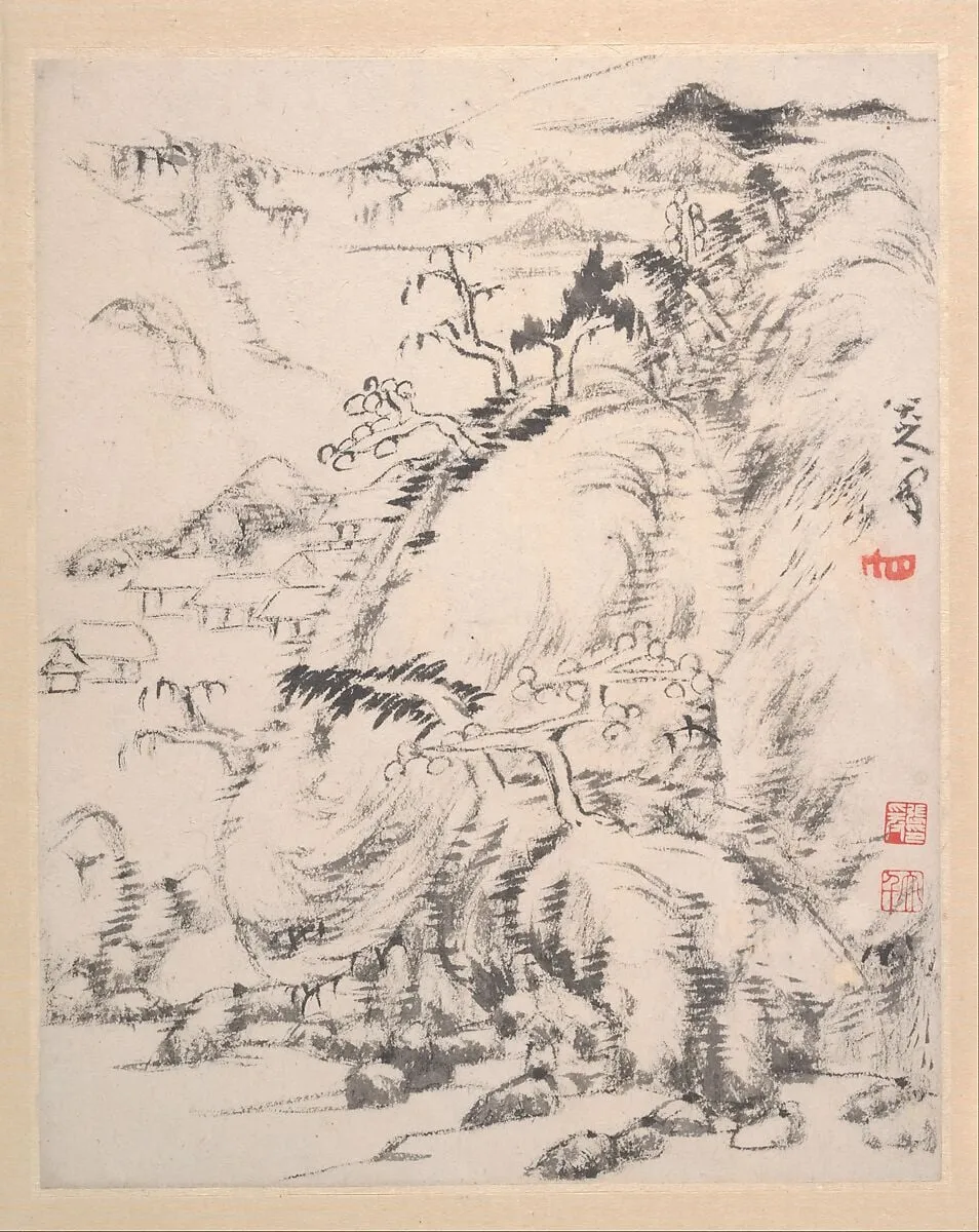 清 朱耷 (八大山人) 山水圖 冊|Landscape album, by Bada Shanren, ink, 1699