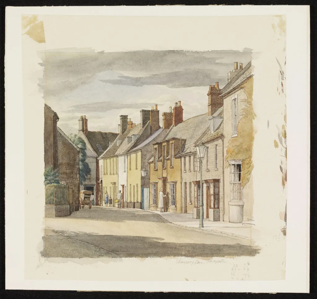 Chancery Lane, Thrapston, by Badmin, watercolor, 1940
