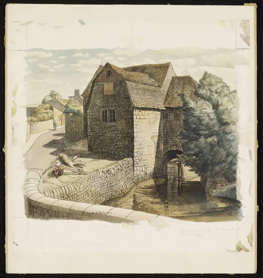 The Mill, Duddington, by Badmin, watercolor, 1940