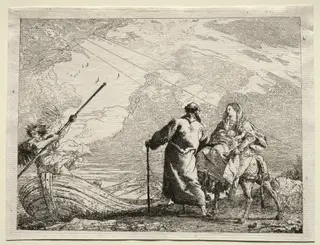 Flight into Egypt:  The Holy Family Arriving at the Bank of the River, by Giovanni Domenico Tiepolo, 1752