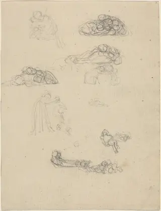 Sheet of Studies, by John Flaxman, graphite, 1790