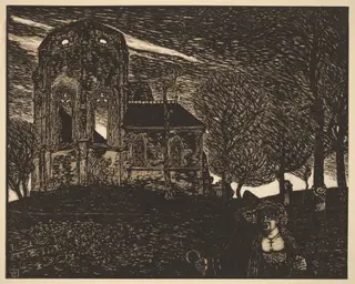 Springtime Storm, by Wilhelm Laage, ink, 1899