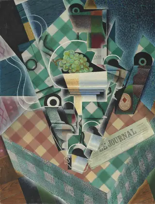 Still Life with Checked Tablecloth, by Juan Gris, oil, 1915