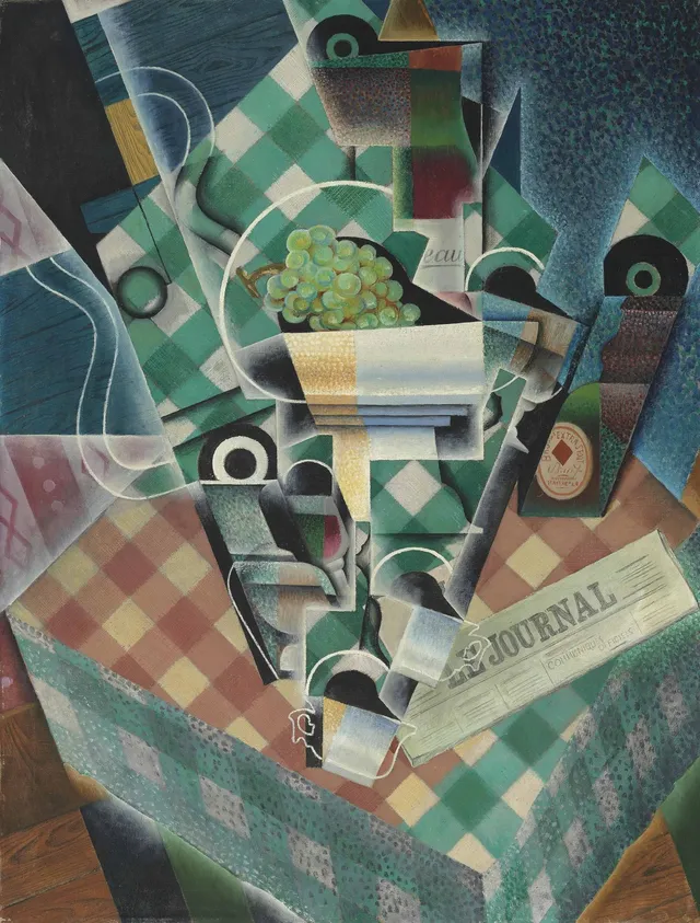 Juan Gris, Still Life with Checked Tablecloth. The painted check doubles as the picture's own scaffolding.