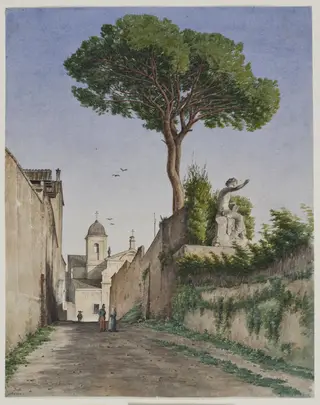 Bag Palazzo Barberinis have i Rom; gaden med pinien