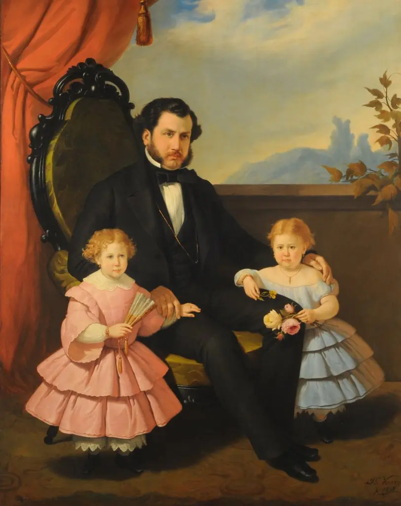 Portrait of a Man and children, by Baldassare Verazzi