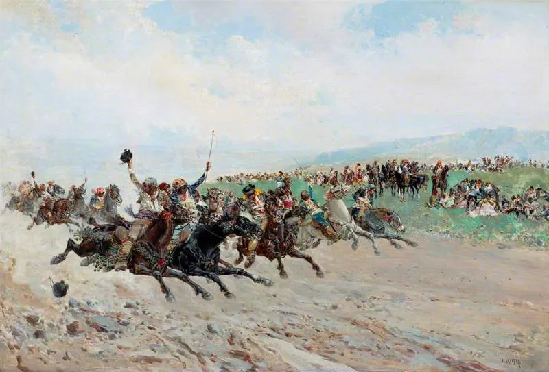 A Fair in Andalusia with Horse Racing, by Baldomero Galofre Jiménez, oil, 1883