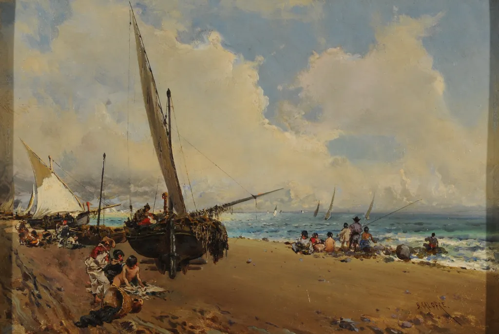 On the Beach, by Baldomero Galofre Jiménez, unspecified, 1883
