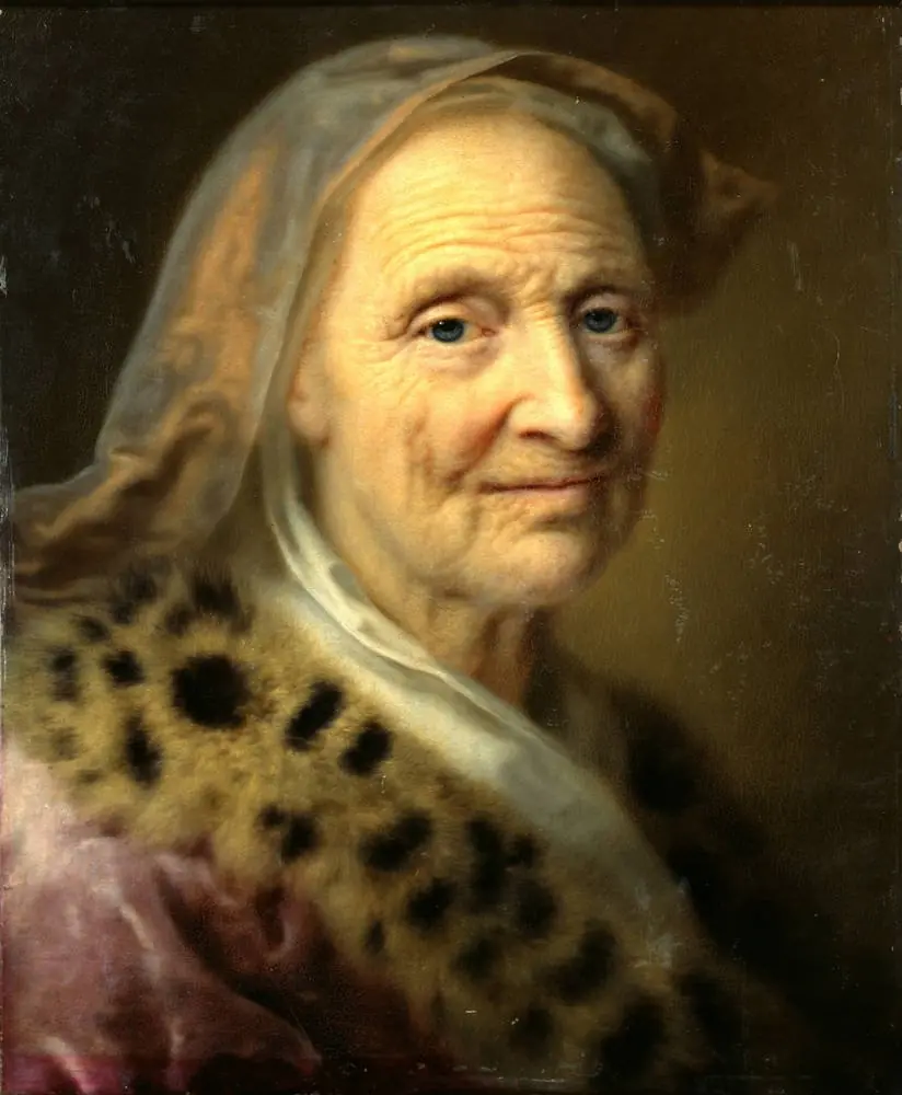 Alte Frau mit goldgelbem Kopftuch, by Balthasar Denner