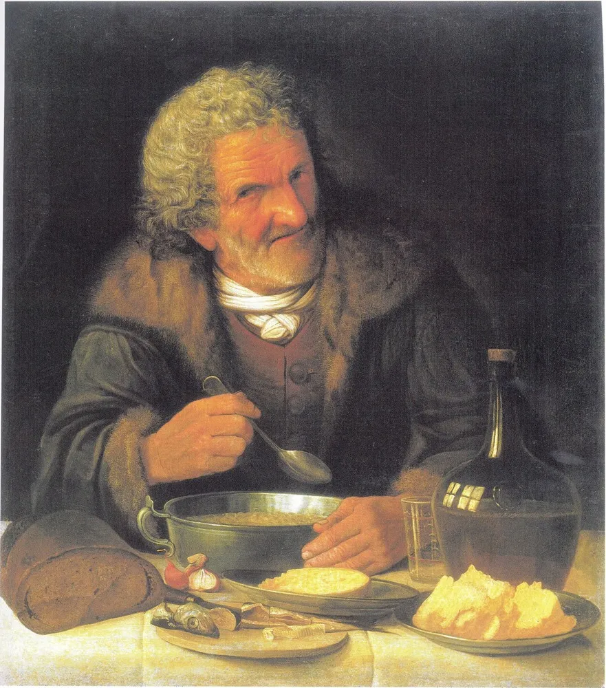 Old Man During a Meal, by Balthasar Denner, oil, 1727