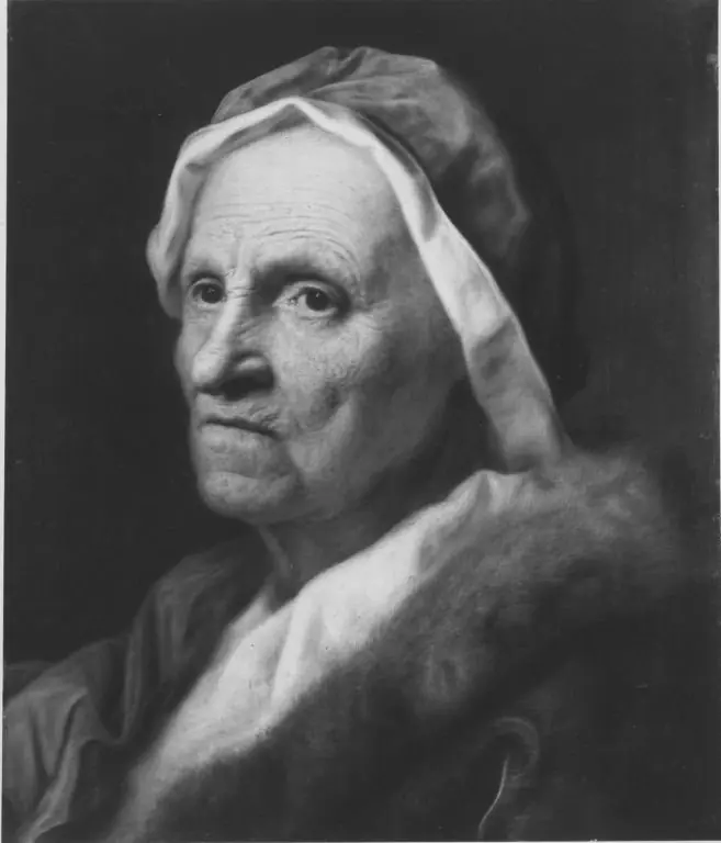 Portrait of an old woman with fur, by Balthasar Denner