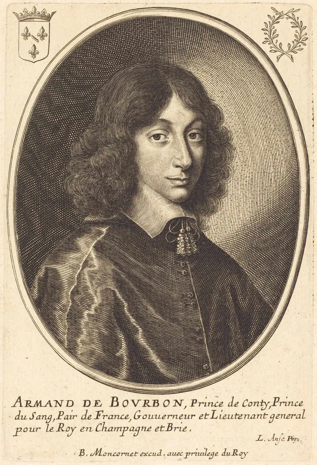 Armand de Bourbon, by Balthasar Moncornet, ink, 1634