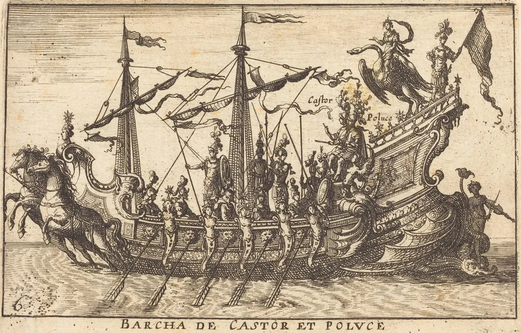 Barcha de Castor e Poluce, by Balthasar Moncornet, ink, 1634