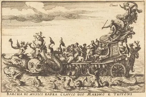 Barcha di musici rapra Clauco dio Marino e Tritoni, by Balthasar Moncornet