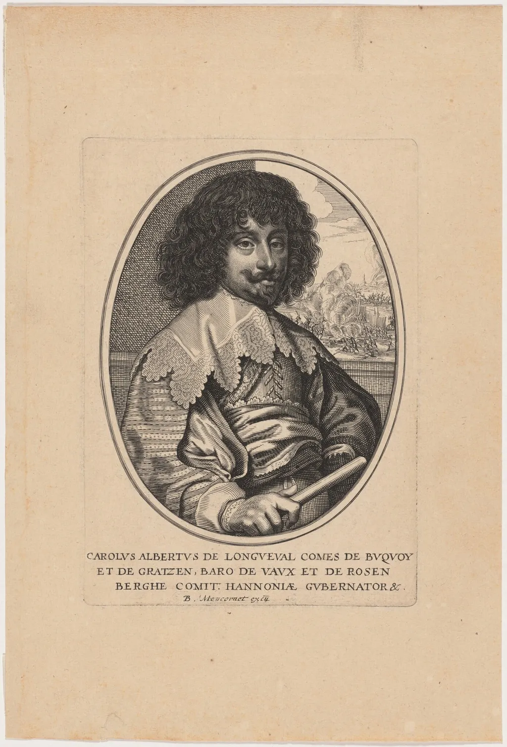 Charles Albert Bonaventure de Longueval, Comte de Bucquoi, by Balthasar Moncornet, ink, 1634