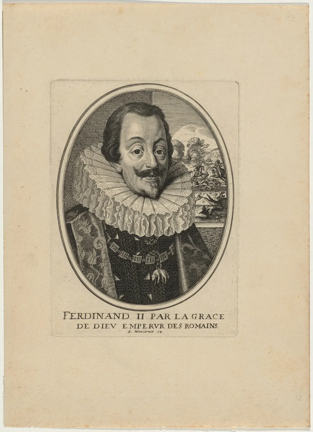 Ferdinand II, Par la Grace de Dieu Emperur des Romains, by Balthasar Moncornet, ink, 1634