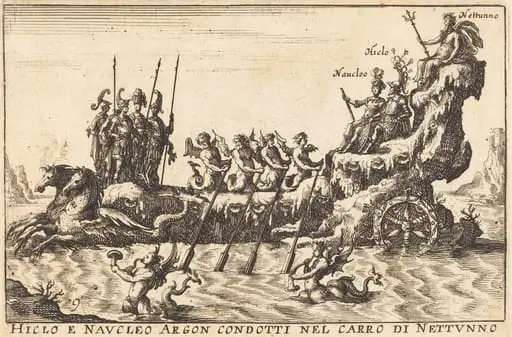 Hiclo e Naucleo Argon condotti nel carro di Nettuno, by Balthasar Moncornet