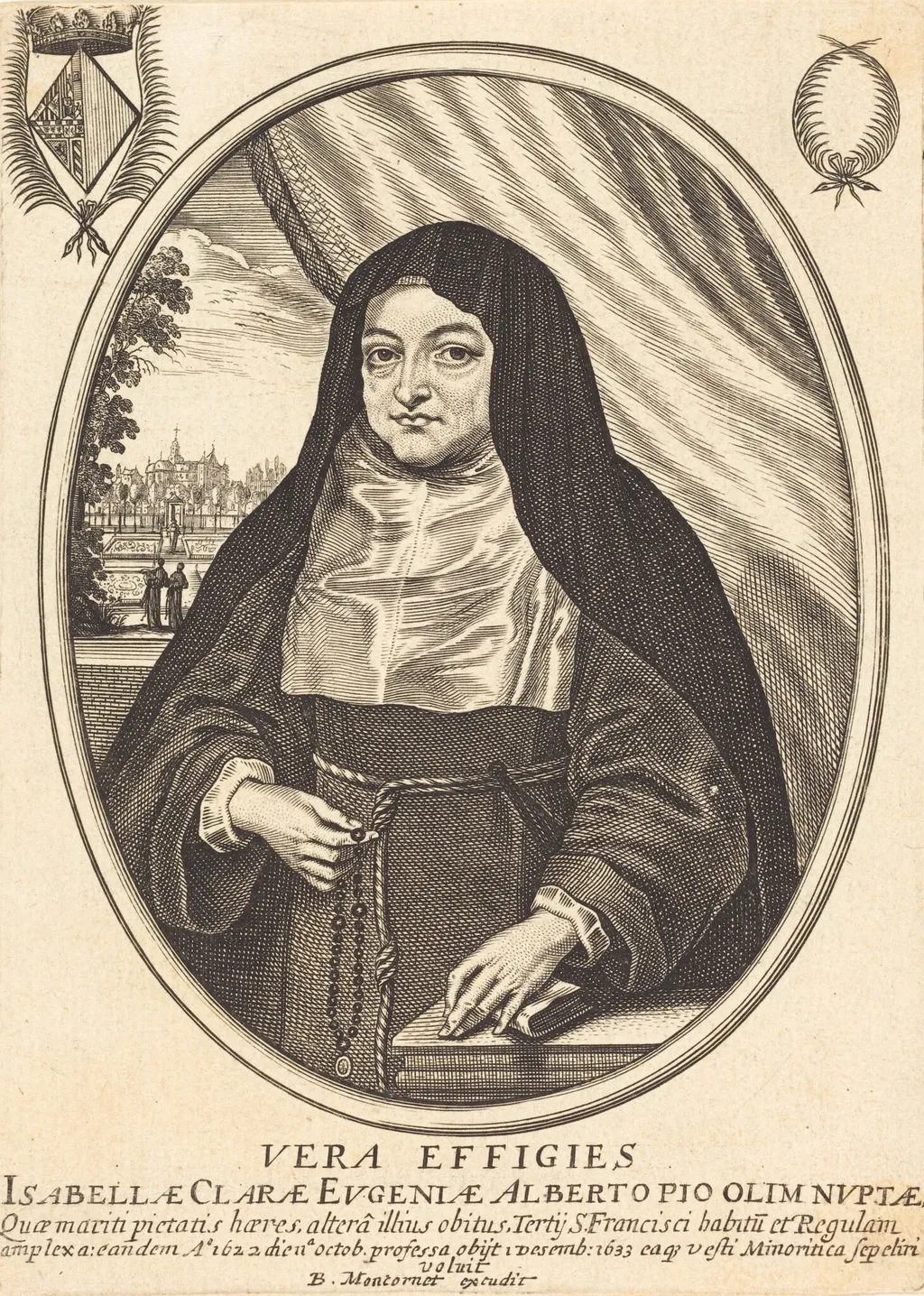 Isabelle Claire Eugénie, by Balthasar Moncornet, ink, 1634