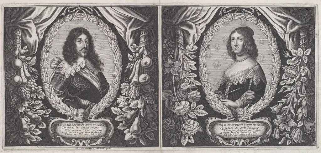 Louis XIII and Anna d'Austriche, by Balthasar Moncornet, ink, 1643