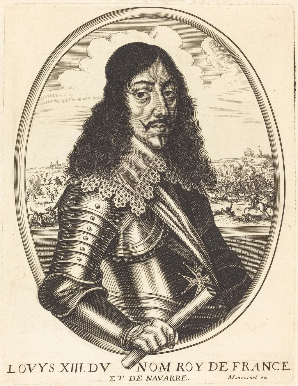 Louis XIII, King of France, by Balthasar Moncornet, ink, 1634