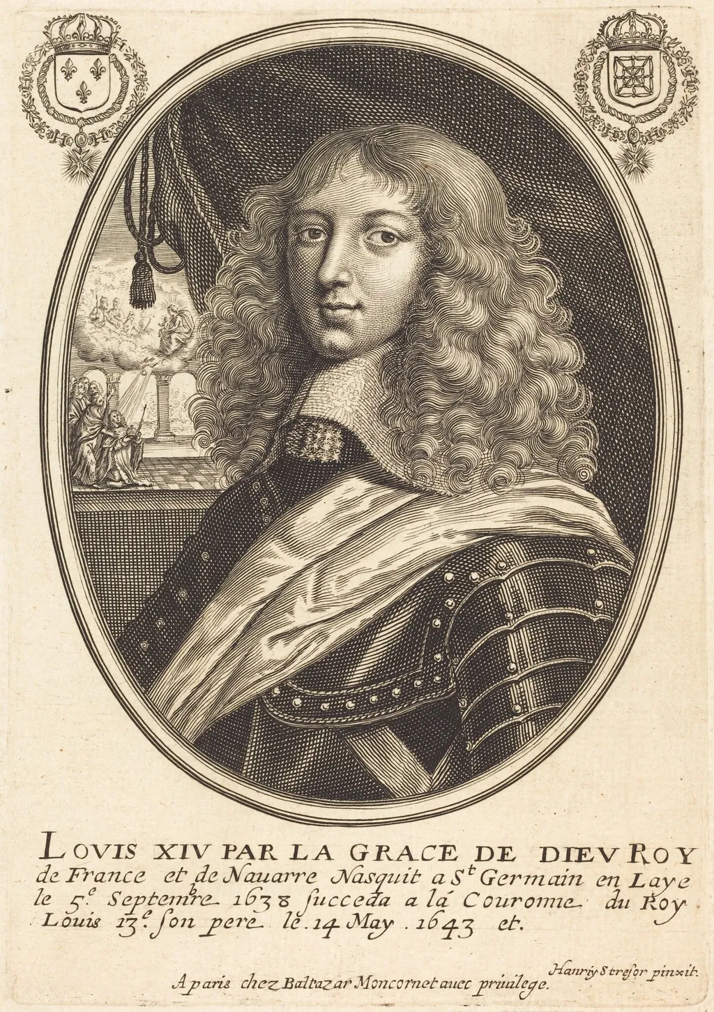 Louis XIV, King of France, by Balthasar Moncornet, ink, 1634