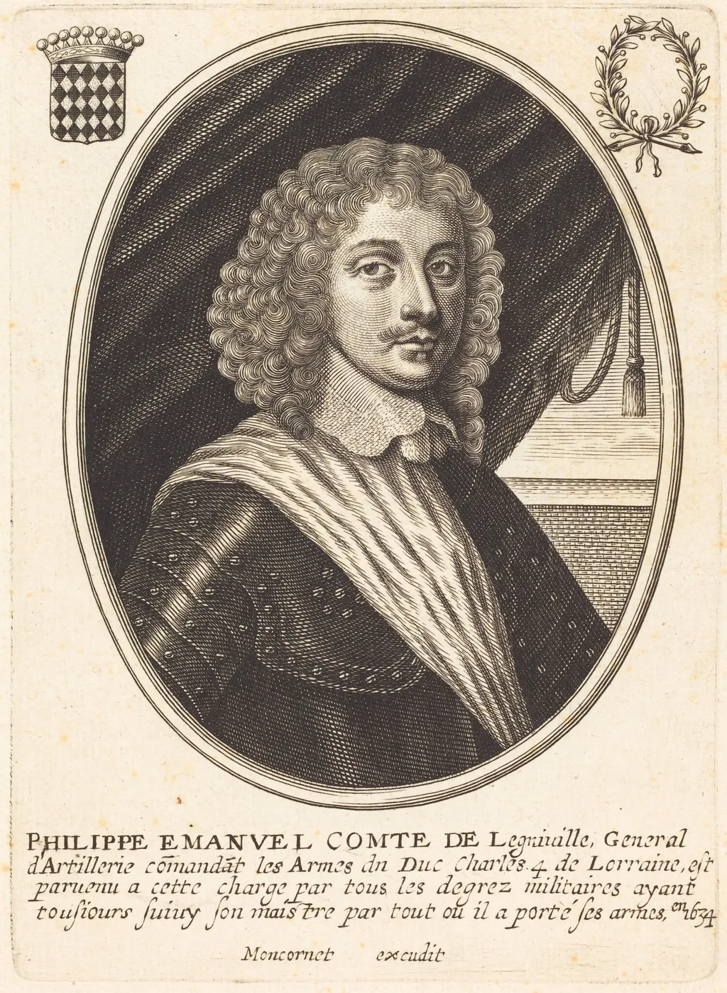 Philippe Emmanuel, Count of Ligneville, by Balthasar Moncornet, ink, 1634