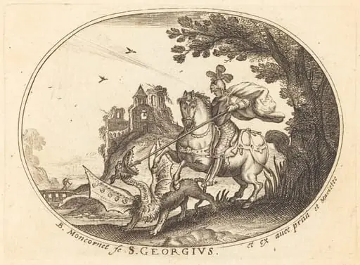 Saint George and the Dragon, by Balthasar Moncornet