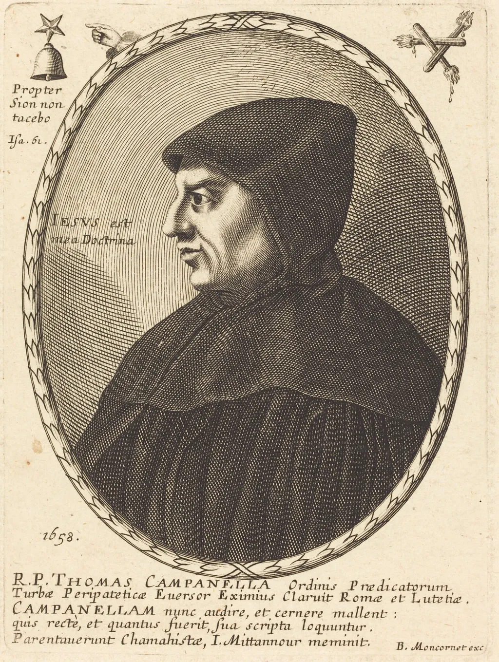 Thomas Campanella, by Balthasar Moncornet, ink, 1658