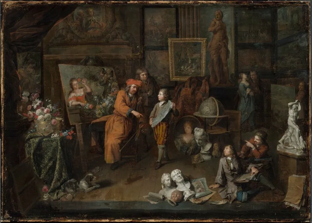 Artist's Studio, by Balthasar van den Bossche, oil, 1706