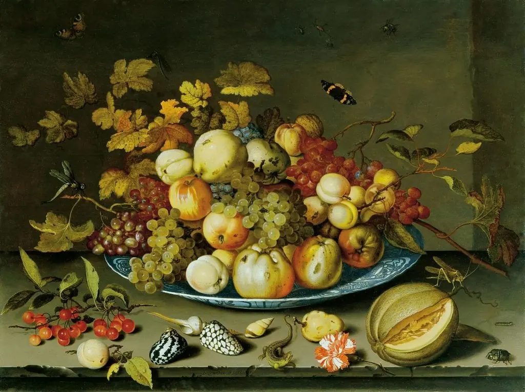 Stillleben mit Früchten, Muscheln und Insekten, by Balthasar van der Ast