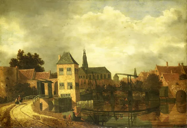 View of Haarlem from across the Spaarne, near the Eendjespoort