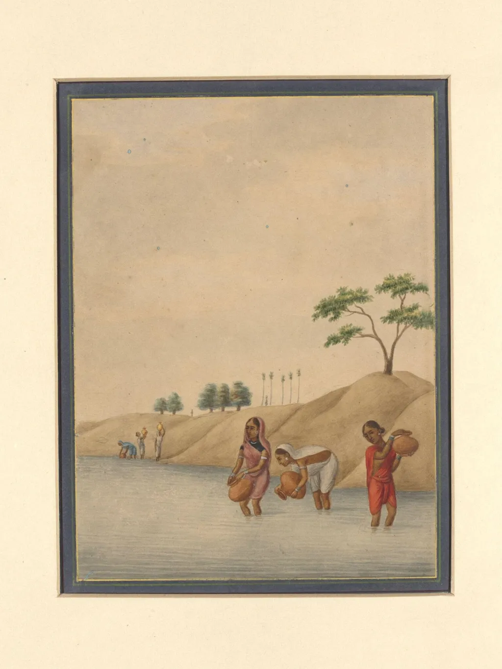 A woman drawing water from a well, by Bani Lal, paint, 1880