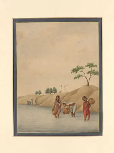 A woman drawing water from a well, by Bani Lal