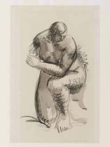 Figure study of a crouching nude woman, by Barbara Hepworth