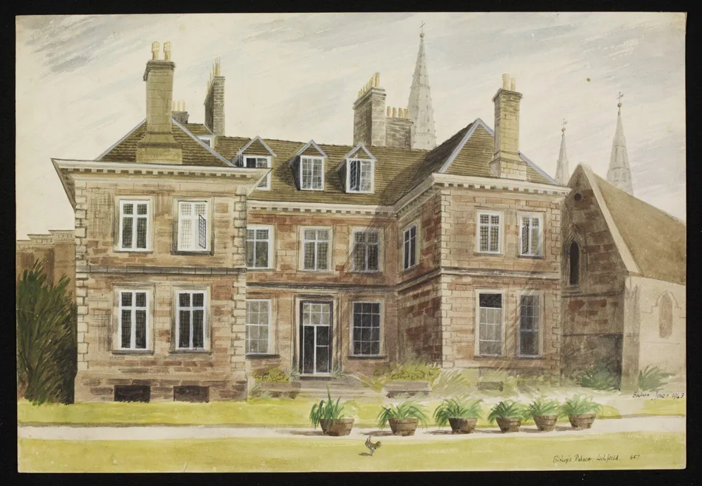 Bishop's Palace, Lichfield (South or Garden Front), by Barbara Jones, watercolor, 1943