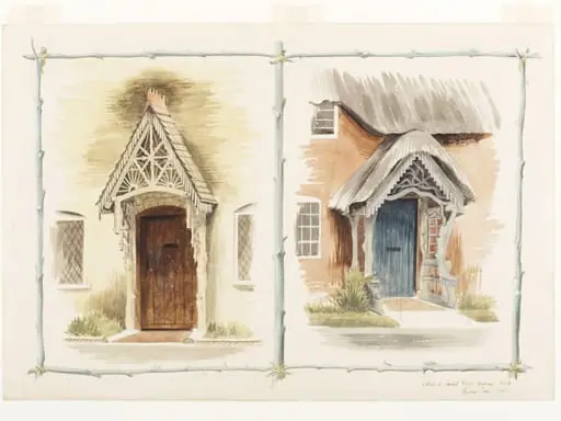 Cottages at Canford Magna, Wimbourne, by Barbara Jones