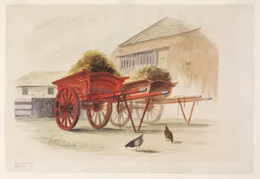 Farm carts, Near Wisbech, by Barbara Jones