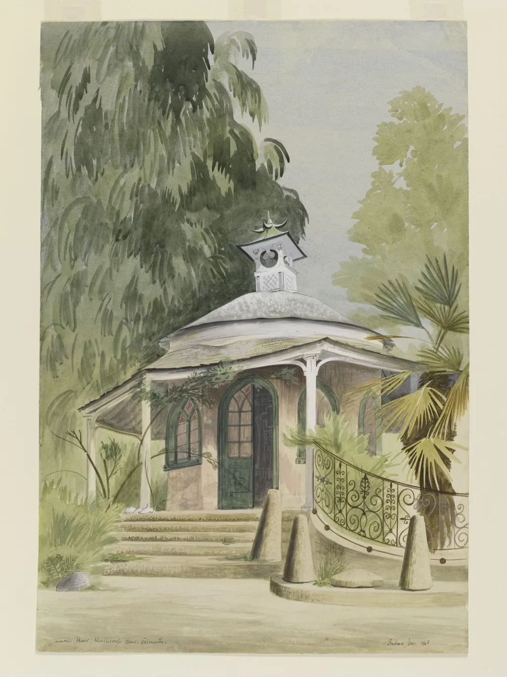 Summer House, Marlborough House, Falmouth, by Barbara Jones, watercolor, 1943