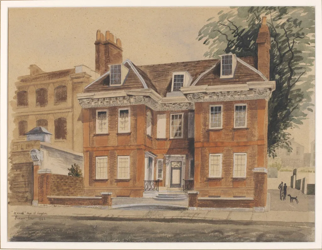 "Wrencote," High Street, Croydon, by Barbara Jones, watercolor, 1942