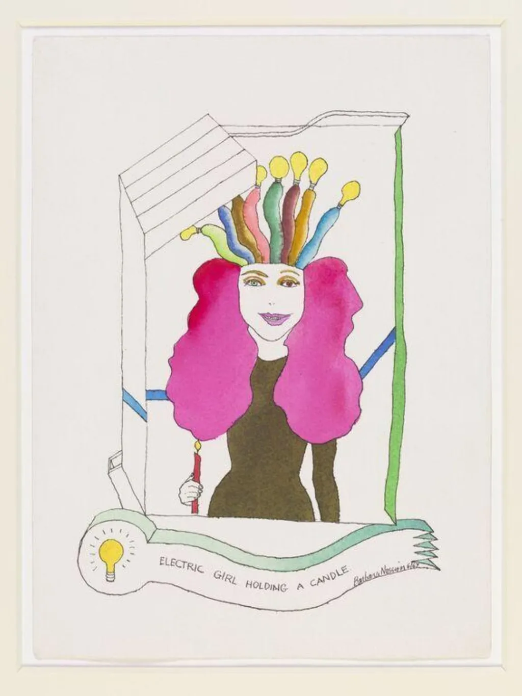 Electric Girl Holding a Candle, by Barbara Nessim, watercolor, 1967