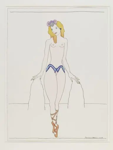 WomanGirl with Turquoise and Purple Panty, by Barbara Nessim