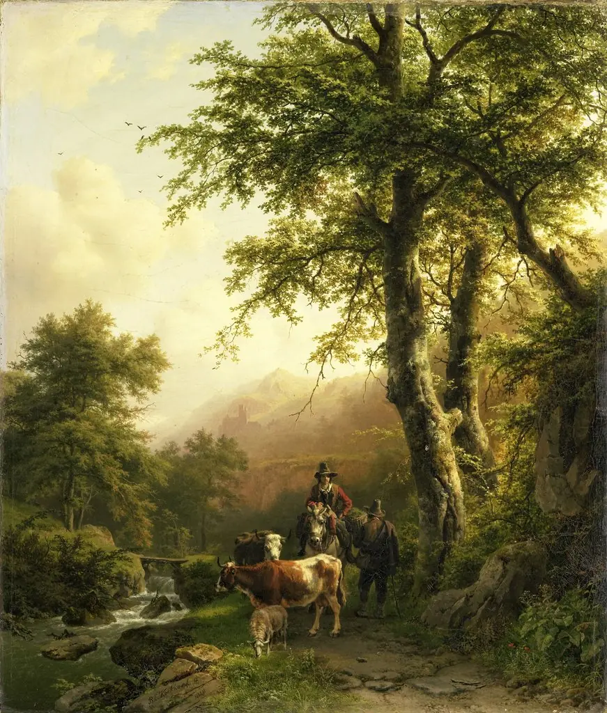Italianate landscape, by Barend Cornelis Koekkoek