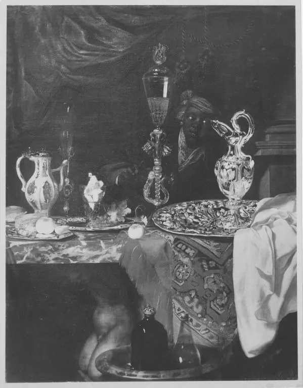 Still life with moor and splendor dishes, by Barend van der Meer, unspecified, 1691