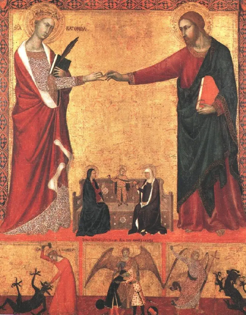 The Mystical Marriage of Saint Catherine, by Barna da Siena