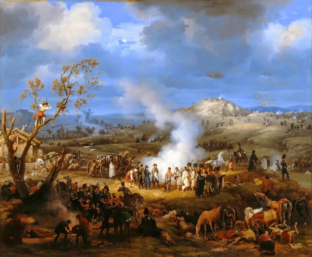 Bivouac on the Eve of the Battle of Austerlitz, by Baron Lejeune Louis-François, oil, 1808