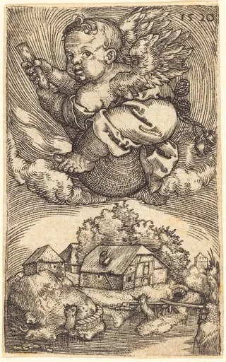 Genius on a Globe Floating in the Air, by Barthel Beham