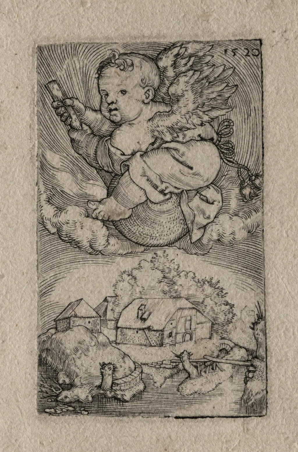 Genius Riding on a Ball, by Barthel Beham, 1520